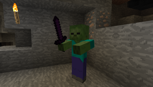 Zombie holding obsidian sword